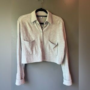 NAKED CASHMERE cropped button down sweater, grey, size small